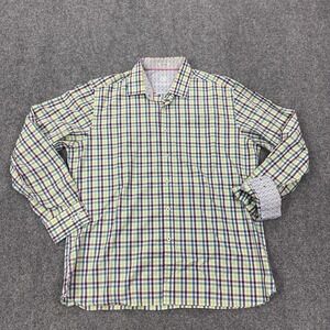 Bugatchi Shirt Mens XL Multicolor Check Cotton Long Sleeve Button Front Casual